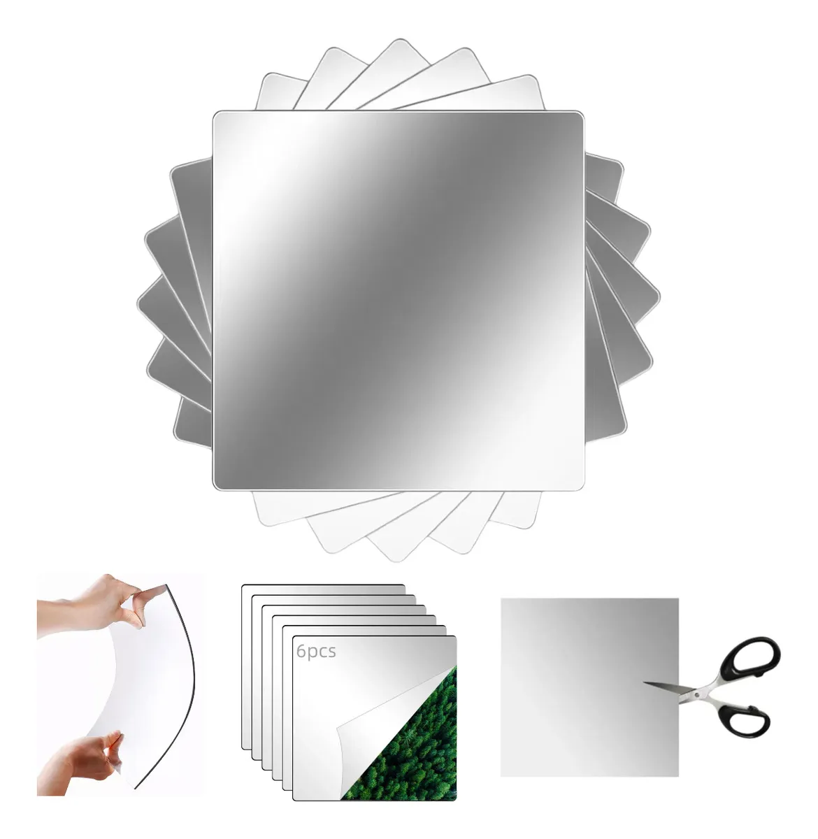 Miniatura 4 de Espejos de 6pcs Cuadrado Pared Conjunto